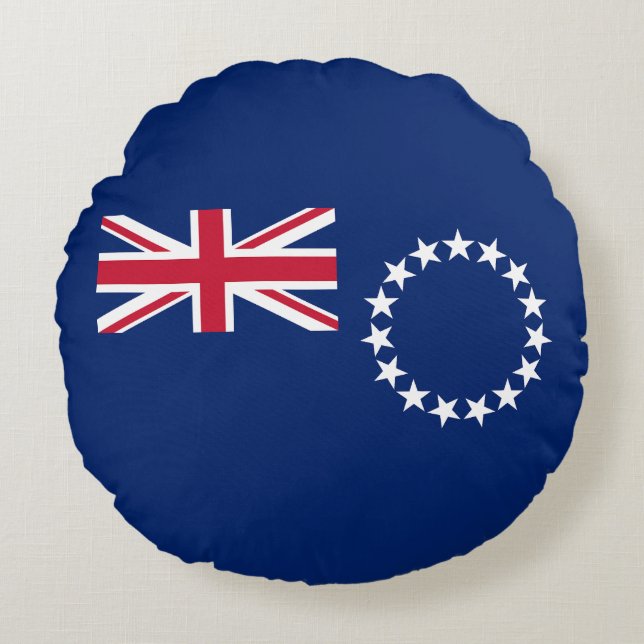 Vlag van de Cookeilanden Rond Kussen (Voorkant)