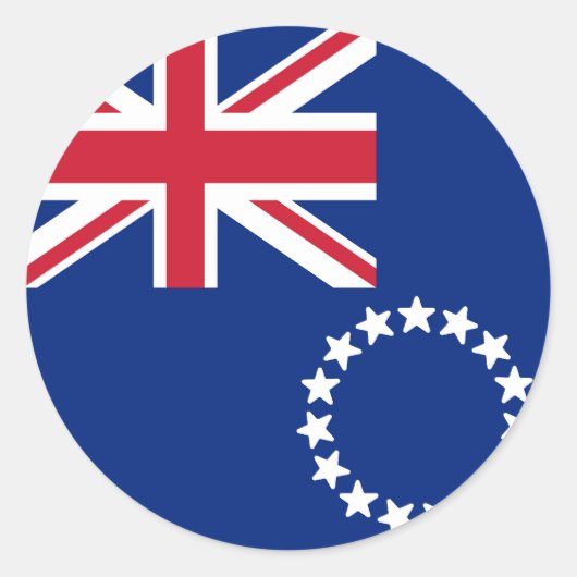 Vlag van de Cookeilanden Ronde Sticker (Voorkant)