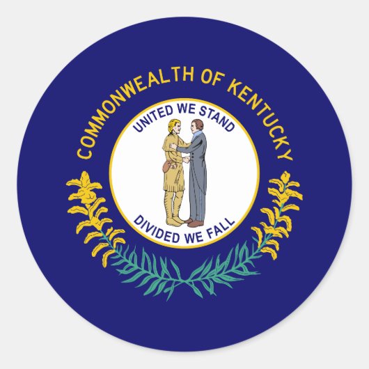 Vlag van de deelstaat Kentucky Ronde Sticker (Voorkant)