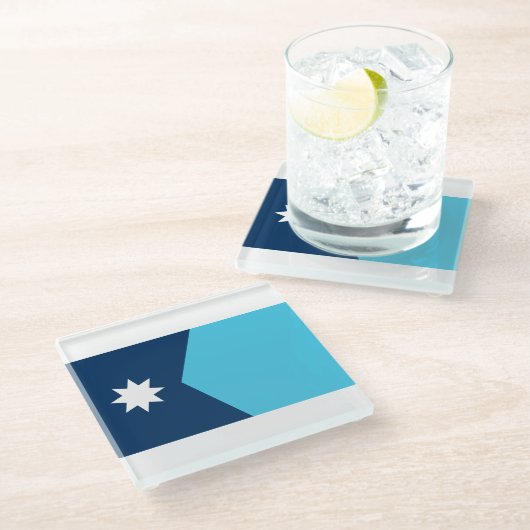 vlag van de deelstaat Minnesota Glazen Onderzetter (Schuin)