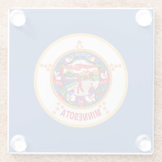 vlag van de deelstaat Minnesota Glazen Onderzetter (Achterkant)