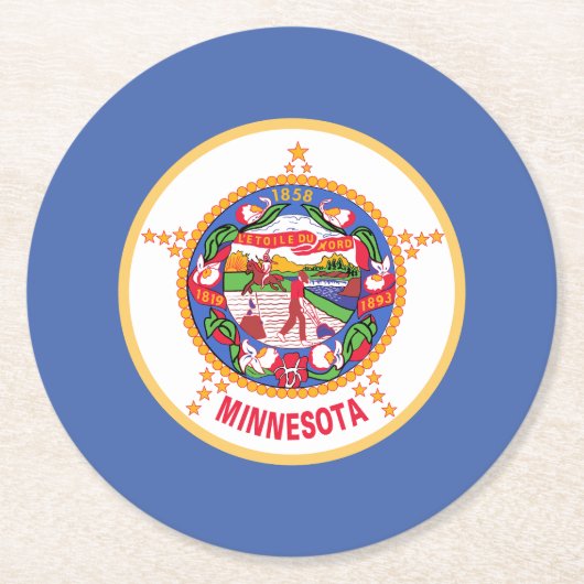 vlag van de deelstaat Minnesota Ronde Kartonnen Onderzetter (Voorkant)