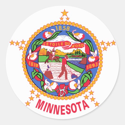 vlag van de deelstaat Minnesota Ronde Sticker (Voorkant)