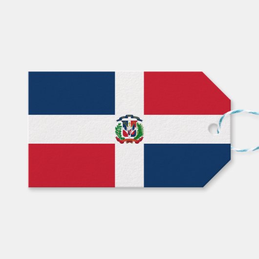 Vlag van de Dominicaanse Republiek Cadeaulabel (Voorkant (Horizontaal))