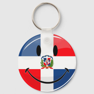 Vlag van de Dominicaanse Republiek Glossy Round Sleutelhanger