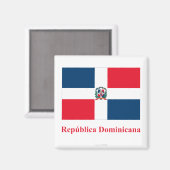 vlag van de Dominicaanse Republiek met naam in het Magneet (Voorkant / Achterkant)