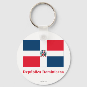 vlag van de Dominicaanse Republiek met naam in het Sleutelhanger