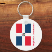 vlag van de Dominicaanse Republiek met naam in het Sleutelhanger (Voorkant)