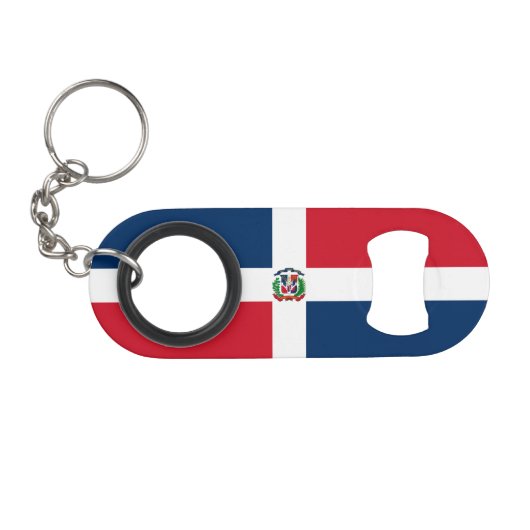 Vlag van de Dominicaanse Republiek Mini Flessenopener (Voorkant (Horizontaal))