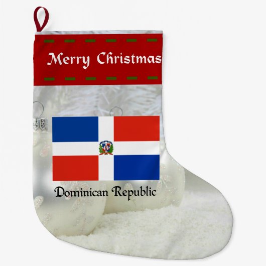 Vlag van de Dominicaanse Republiek, op maat gemaak Grote Kerstsok (Voorkant)