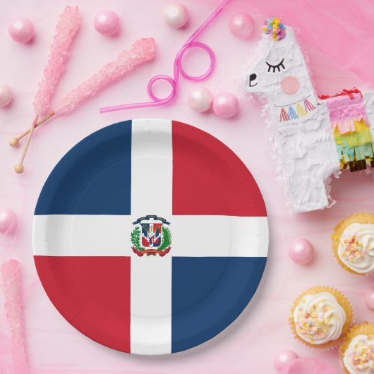 Vlag van de Dominicaanse Republiek Papieren Bordje (Feest)
