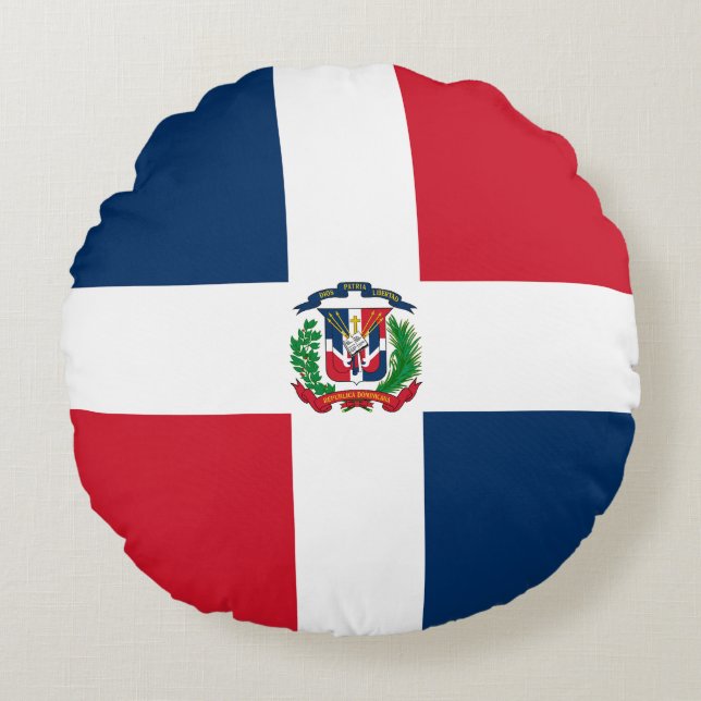 Vlag van de Dominicaanse Republiek Rond Kussen (Voorkant)