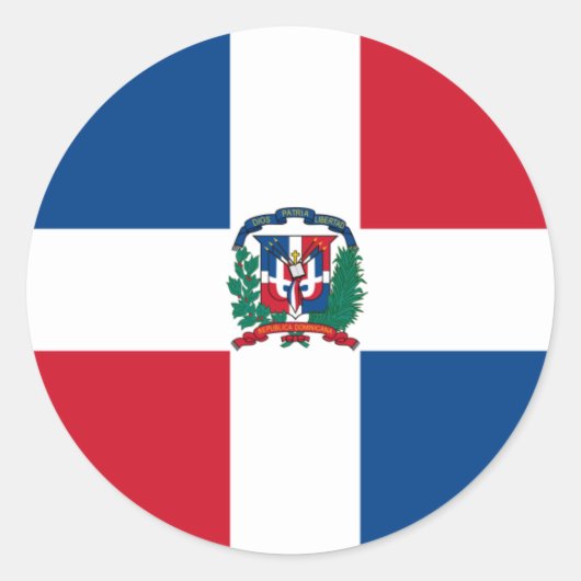 Vlag van de Dominicaanse Republiek Ronde Sticker (Voorkant)