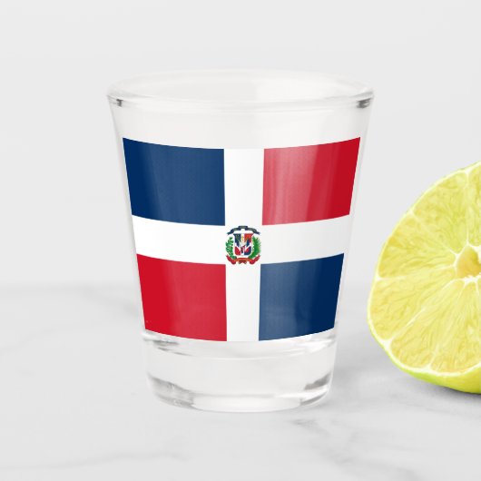Vlag van de Dominicaanse Republiek Shot Glas (Voorkant)