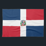 Vlag van de Dominicaanse Republiek Theedoek<br><div class="desc">Patriottische vlag van de Dominicaanse Republiek.</div>