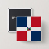 Vlag van de Dominicaanse Republiek Vierkante Button 5,1 Cm (Voorkant /achterkant)