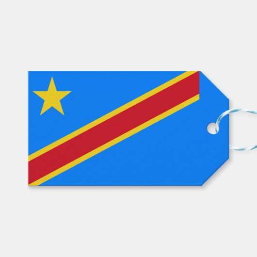 Vlag van de DRC (Democratische Republiek Congo) Cadeaulabel (Voorkant (Horizontaal))