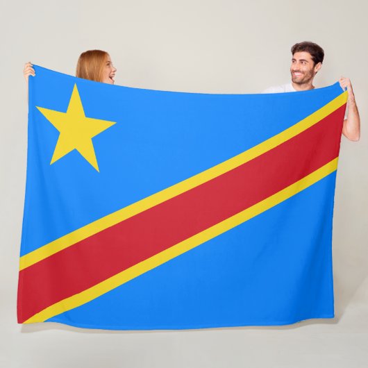 Vlag van de DRC (Democratische Republiek Congo) Fleece Deken (In situ)