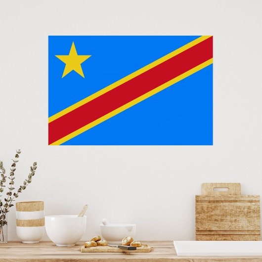 Vlag van de DRC (Democratische Republiek Congo) Poster (Keuken)