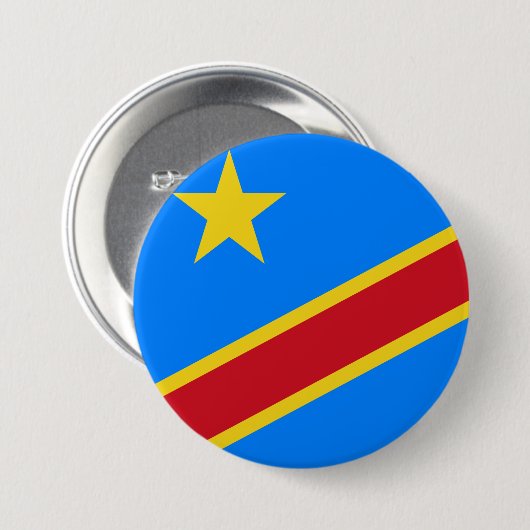 Vlag van de DRC (Democratische Republiek Congo) Ronde Button 7,6 Cm (Voorkant /achterkant)