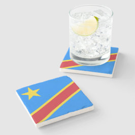 Vlag van de DRC (Democratische Republiek Congo) Stenen Onderzetter
