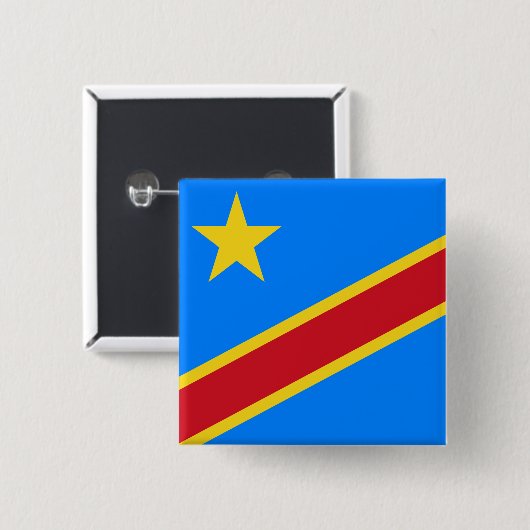 Vlag van de DRC (Democratische Republiek Congo) Vierkante Button 5,1 Cm (Voorkant /achterkant)