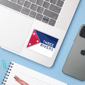 Vlag van de Drie Rivieren, Michigan Sticker (Laptop met iPhone)