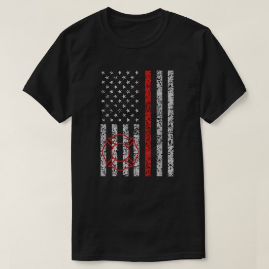 Vlag van de dunne rode lijn van de brandweer t-shirt (Design voorkant)