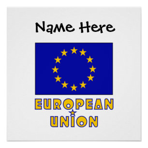 Vlag van de Europese Unie EU Zwarte Personalisatie Perfect Poster