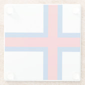 vlag van de Faeröer Glazen Onderzetter (Achterkant)