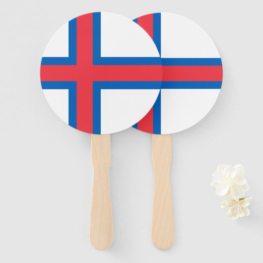 vlag van de Faeröer Handwaaier (Voorkant en achterkant)