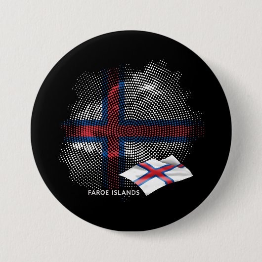 Vlag van de Faeröer Ronde Button 7,6 Cm (Voorkant)