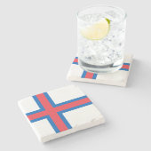 Vlag van de Faeröer Stenen Onderzetter (Zijkant)