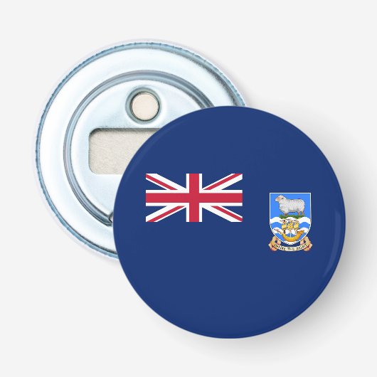 Vlag van de Falklandeilanden Button Flesopener (Voorkant)