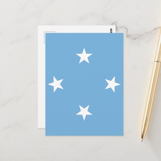 vlag van de Federale Staten van Micronesia Briefkaart (Voorkant / Achterkant in situ)