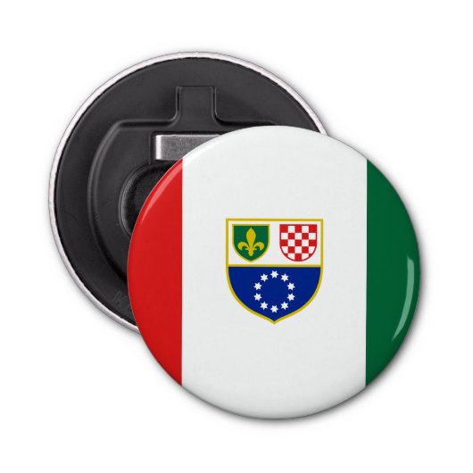Vlag van de Federatie Bosnië-Herzegovina Button Flesopener (Voorkant)