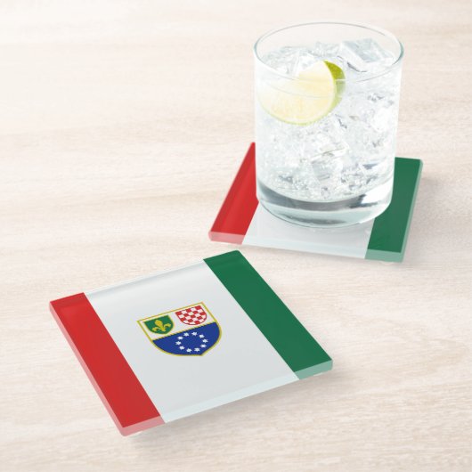 Vlag van de Federatie Bosnië-Herzegovina Glazen Onderzetter (Schuin)