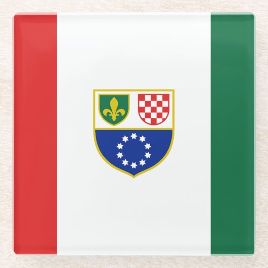 Vlag van de Federatie Bosnië-Herzegovina Glazen Onderzetter (Voorkant)