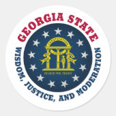 VLAG VAN DE GEORGIA PERZIK STAAT RONDE STICKER (Voorkant)