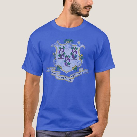 Vlag van de  Golfstaat Connecticut T-shirt (Voorkant)