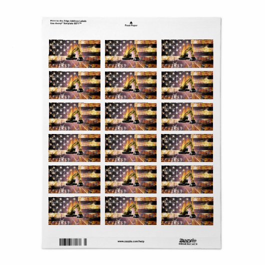 Vlag van de graafmachine etiket (Full Sheet)