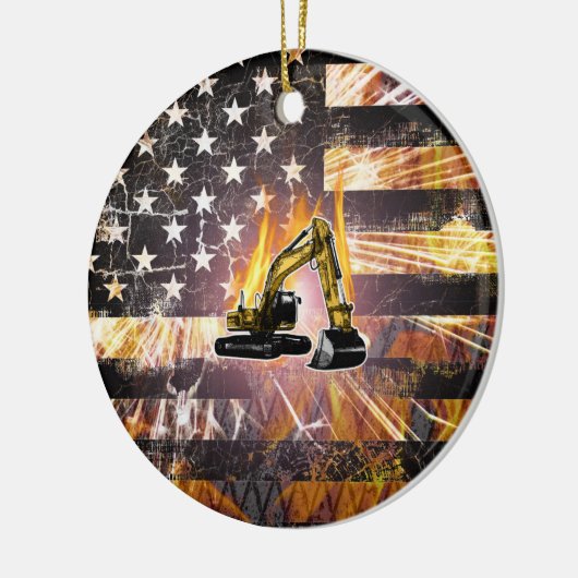 Vlag van de graafmachine keramisch ornament (Links)