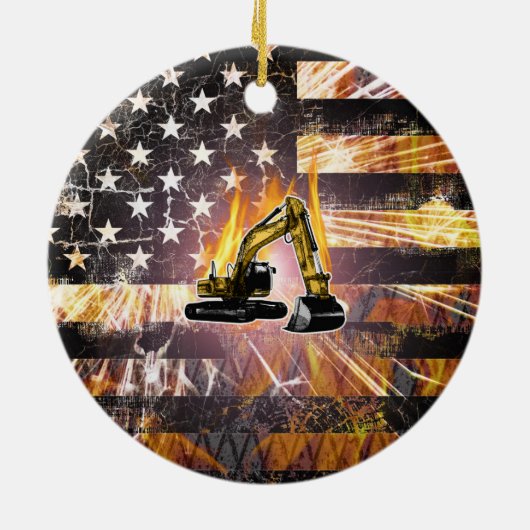 Vlag van de graafmachine keramisch ornament (Achterkant)