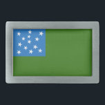 Vlag van de groene bergboeien gesp<br><div class="desc">De vlag van de Groene Berg Boys, ook wel de vlag van de Stark genoemd, is een reconstructie van een reguliere vlag waarvan algemeen wordt gezegd dat ze door de Groene Berg Boys is gebruikt. Een overblijfsel van een vlag voor groene bergen, oorspronkelijk eigendom van John Stark, is eigendom van...</div>