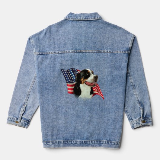 Vlag van de grote Zwitserse berghond Denim Jacket (Achterkant)