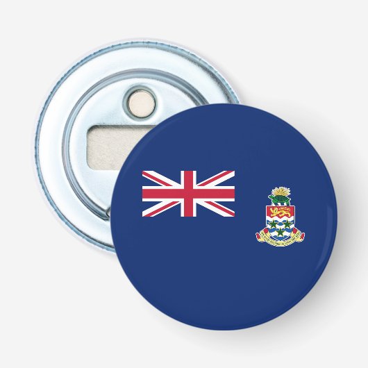 Vlag van de Kaaimaneilanden Button Flesopener (Voorkant)
