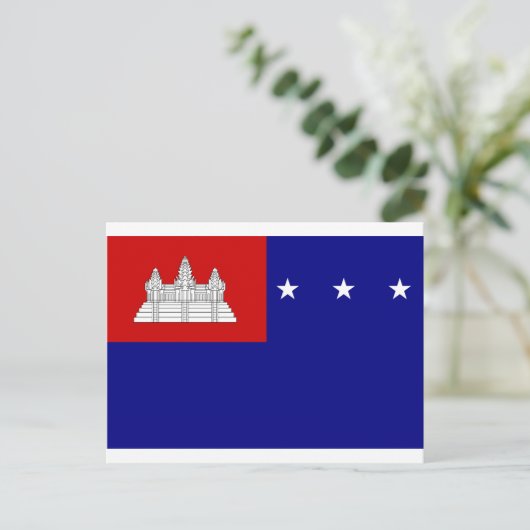 Vlag van de Khmer-republiek (សា ដ្ ឋណធាrijរ) Briefkaart (Staand voorkant)