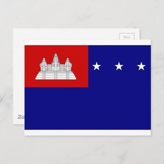 Vlag van de Khmer-republiek (សា ដ្ ឋណធាrijរ) Briefkaart (Voorkant / Achterkant)