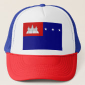 Vlag van de Khmer-republiek (សា ដ្ ឋណធាrijរ) Trucker Pet (Voorkant)