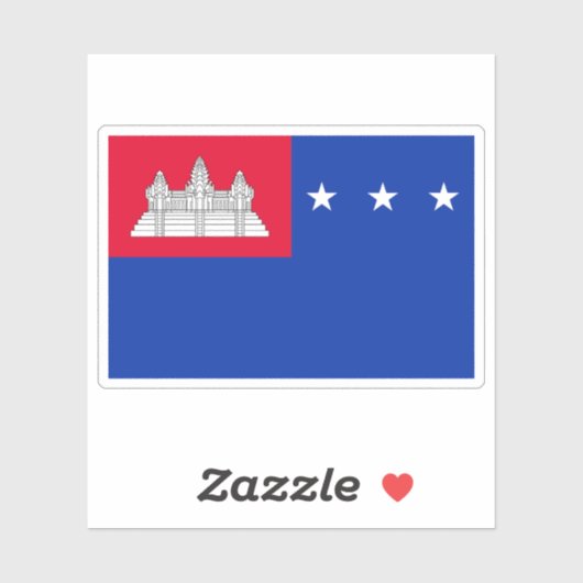 Vlag van de Khmer Republiek, Cambodja (1970-1975) Sticker (Vel)